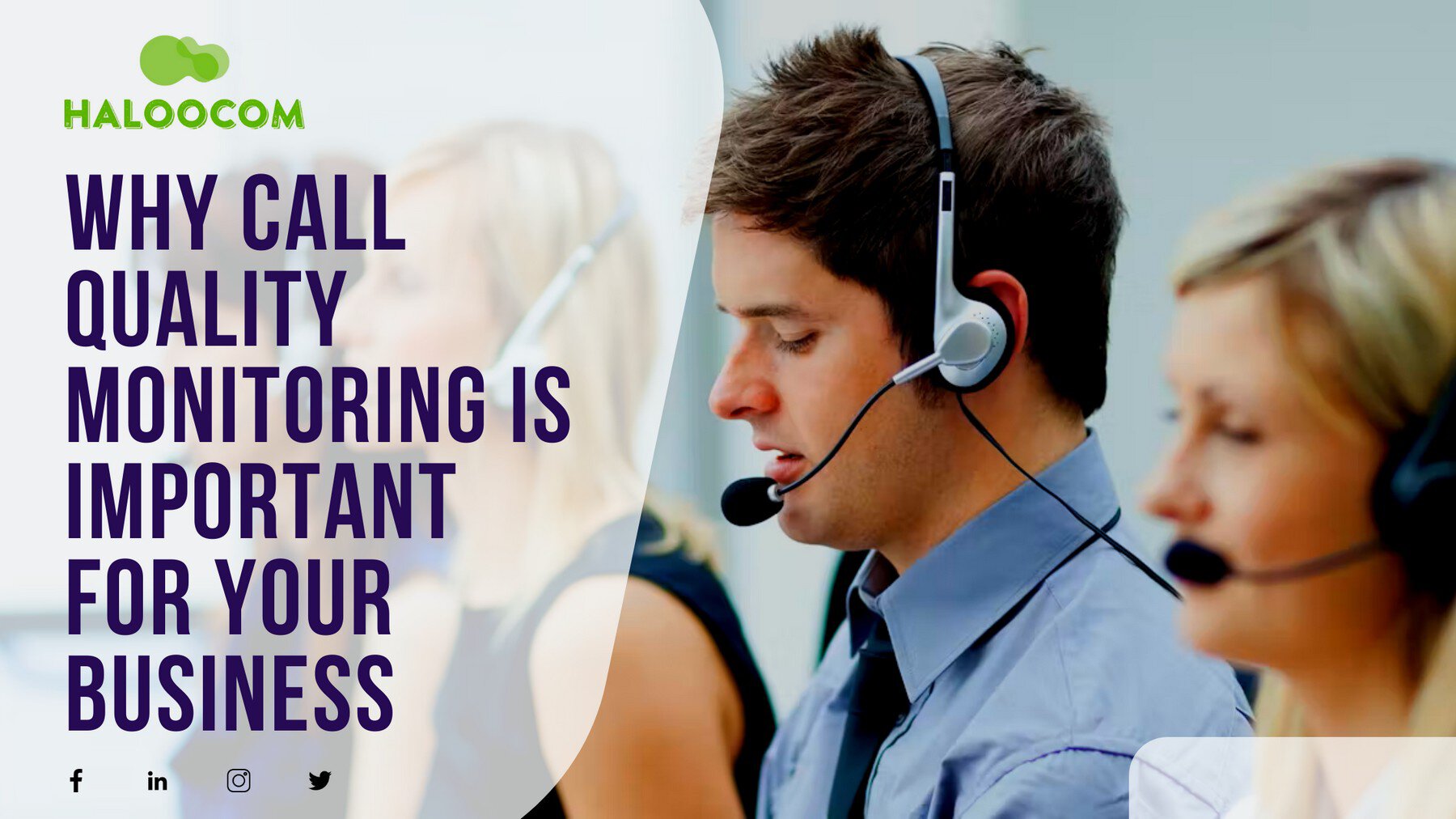 Customer service agents wearing headsets for call quality monitoring.