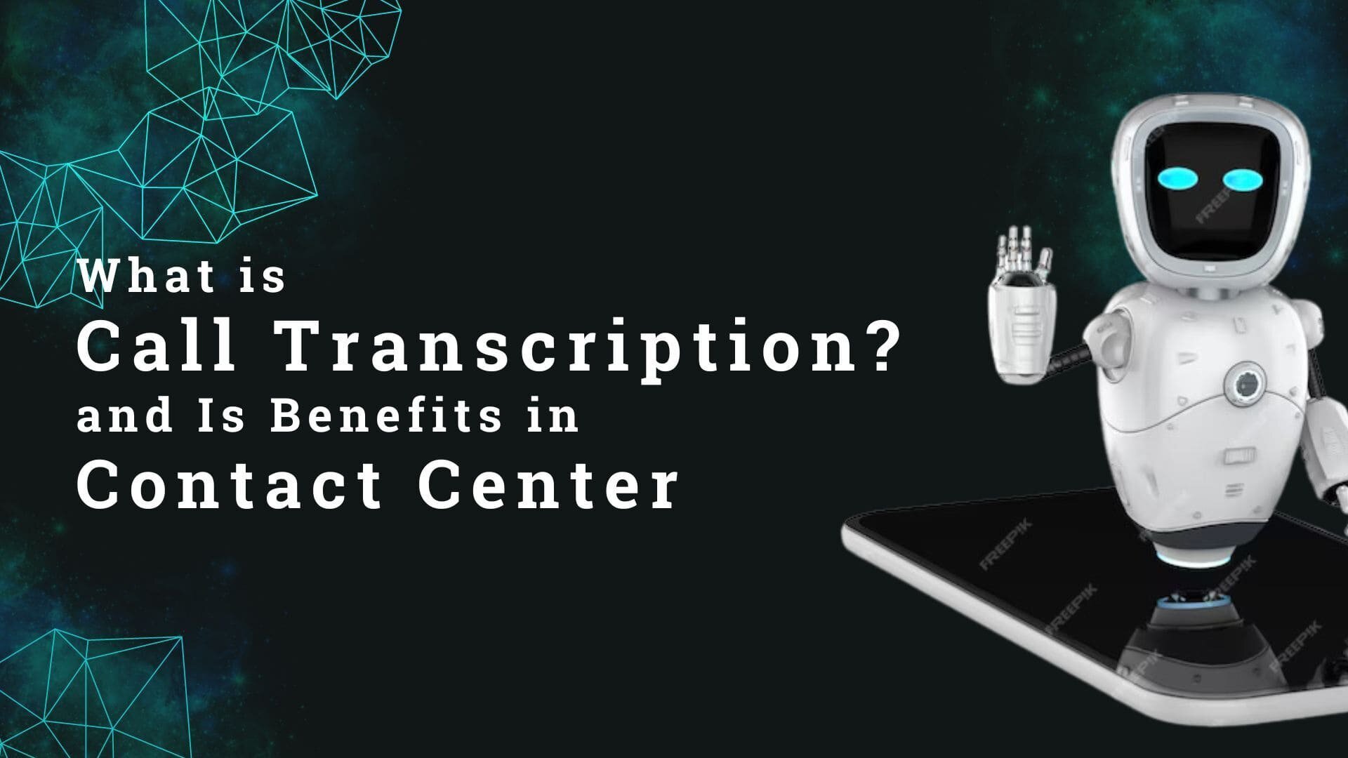 AI-powered robot demonstrating call transcription technology for enterprise telecom.
