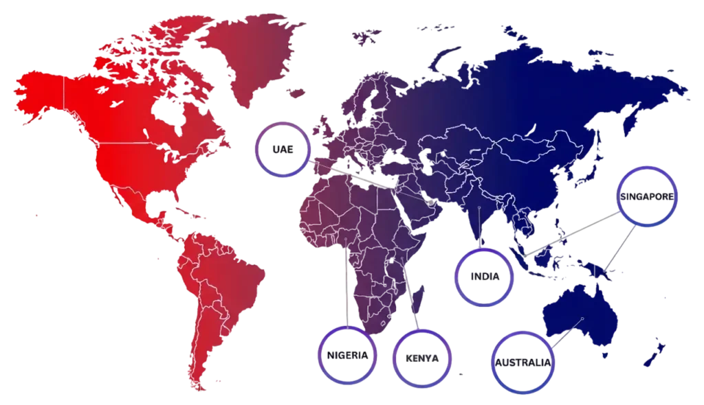 World map showing Haloocom's global enterprise telecom coverage.